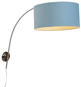 Lampa ścienna łukowa stalowa z kloszem niebieskim 50/50/25 regulowana Nowoczesny Oswietlenie wewnetrzne