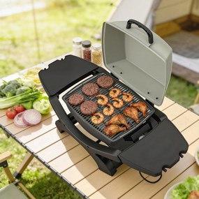 Outsunny Grill Stołowy Elektryczny 2300 W 23x71 cm Przenośny z Emaliowanymi Rusztami i Tacką na Tłuszcz | Aosom PL