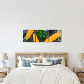 Obraz warzyw (z zegarem) (90x30 cm)