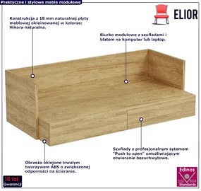 Biurko modułowe hikora naturalna - Afilia 3X