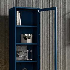 Witryna szklana do salonu wąska granatowa Modern LUIGI 500 x 1800 x 350 mm