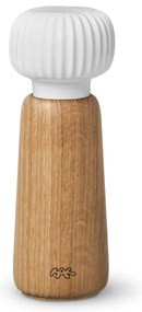 Młynek do przypraw z drewna dębowego z białym porcelanowym detalem Kähler Design Hammershoi, wys. 17,5 cm