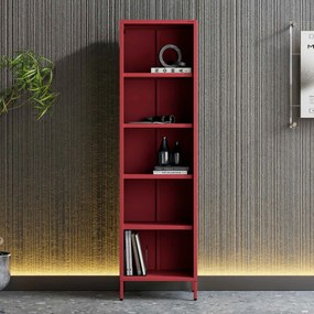 Regał na książki MARIO, 500 x 1800 x 350 mm, Modern: czerwony