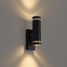 Nowoczesna lampa ścienna zewnętrzna czarna 2-punktowa IP44 z czujnikiem zmierzchu - Dubbla