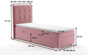 Łóżko kontynentalne JAGULA 90x200 zielone velvet z pojemnikiem LAVERTO