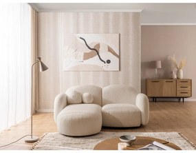 Jasnobrązowy narożnik z materiału bouclé (lewostronny/z szezlongiem) Orbit – Ropez