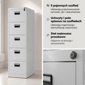 Szafa kartotekowa metalowa szara, 460x1625,5x600 mm: SARA V5