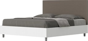 Łóżko bez stelaża 160x200 konstrukcja Frassino biała zagłówek sztucznej skóry cappuccino Level