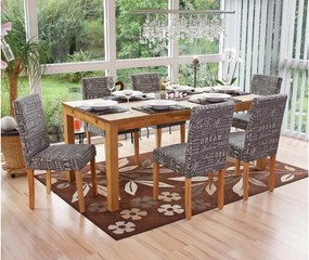 Krzesło do jadalni Littau (zestaw 6 sztuk),  tkanina z napisem, szary, jasne nogi