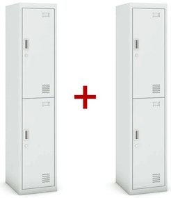 Szafka ubraniowa dwudrzwiowa 1+1 GRATIS, demontaż, zamek cylindryczny, szara/szara
