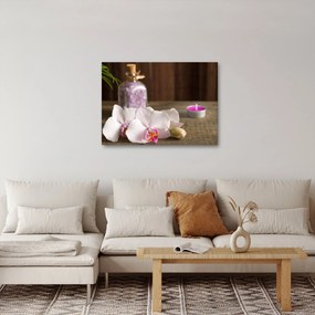 Obraz - Świeca i orchidee (70x50 cm)