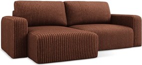 Sztruksowy rozkładany/ze schowkiem narożnik (lewostronny/z szezlongiem) w kolorze terakoty Kona – Makamii