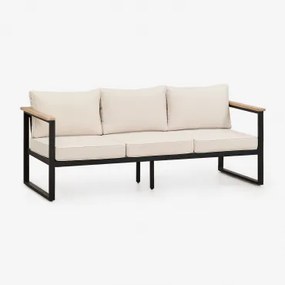 3-osobowa Sofa Ogrodowa Z Aluminium I Drewna Akacjowego Lipov Czarna - Sklum