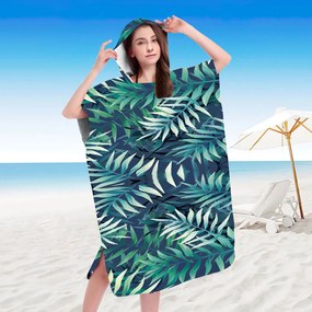Zestaw plażowy BORNEO – ręcznik plażowy 100×180 cm i ponczo 80×145 cm, ciemnoniebieski