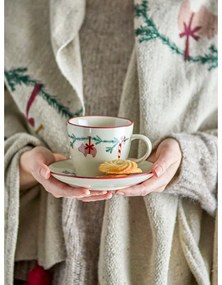 Kremowy kamionkowy kubek do cappuccino ze świątecznym motywem 300 ml Yule – Bloomingville
