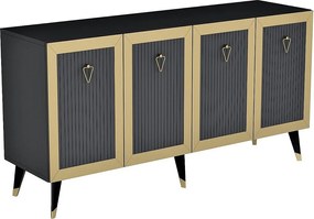 Komoda – 150 cm x 40 cm x 80 cm – Antracyt i złoto – Płyta wiórowa