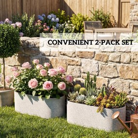 Outsunny Zestaw 2 Donic Wiszących z Systemem Drenażu i Haczykami 42 x 16 x 15 cm Jasnoszary | Aosom PL