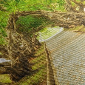 Obraz - Żywy tunel plumerii (z zegarem) (90x30 cm)