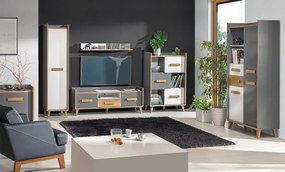 Szafka RTV stojąca FIABA 160 cm do Salonu pod Telewizor 1 Szuflada - Antracyt