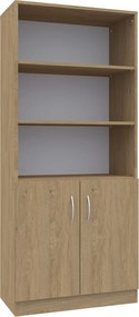 Regał biurowy Simple z półkami i drzwiczkami na klucz 80x40x185 cm, index 80-5P-2F2