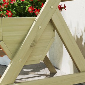 Outsunny Pionowa grządka z 3 poziomami, drewniana donica z 3 skrzynkami i otworami drenażowymi, zielona | Aosom PL