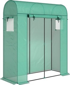 Outsunny Szklarnia Pomidorowa Foliowa z Drzwiami Rolowanymi i Oknami z Siatką 170 x 68 x 200 cm Zielona | Aosom PL