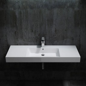Umywalka ścienna z odlewanego marmuru BS6036Biały - 122 x 48 x 13,5 cm