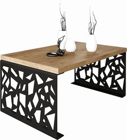 Prostokątna ława w stylu loft czarny + dąb lancelot Z5-R73