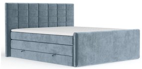 Niebieskie łóżko kontynentalne ze schowkiem 200x200 cm Ava – Maison de Rêve