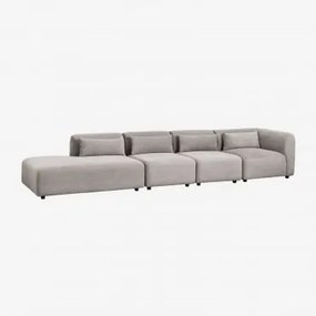Sofa Modułowy Narożny 4-częściowy Z Lewym Szezlongiem Fogler Sztruks Jasny Szary Taupe - Sklum