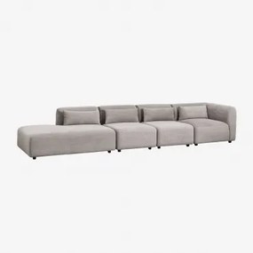 Sofa Narożna Modułowa Fogler 4-częściowa Z Lewą Leżanką Sztruksu Szary Kret - Sklum
