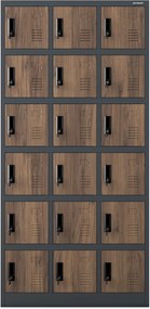 Szafa skrytkowa zamykana na klucz Eco Design Karol 90x40x185 cm, antracyt/orzech