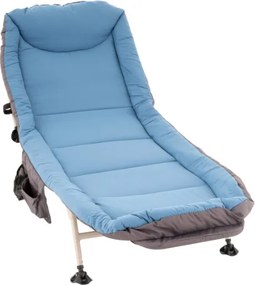 Leżak kempingowy z poduszką, niebiesko-szary