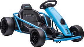 HOMCOM Elektryczny Gokart dla Dzieci z Funkcją Driftu, Klakson, Muzyka, Pas Bezpieczeństwa, Miękki Start, Niebieski/Czarny
