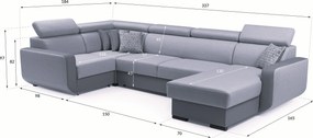 Masseno Narożnik PALAZZO z funkcją spania i pojemnikiem na pościel Narozniki U, Rozkładana sofa - Brązowy, INARI 23+MADRYT 912