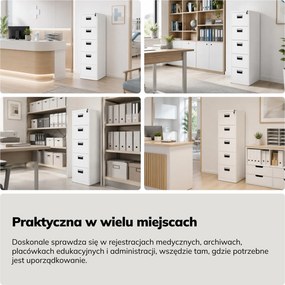 Szafa kartotekowa metalowa biała, 460x1625,5x600 mm: SARA V5