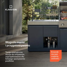 Klarstein WaldChef Stal Nierdzewna Wodoodporna Zlew Ogrodowy Antracyt
