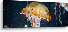 Obraz meduzy (z zegarem) (90x30 cm)