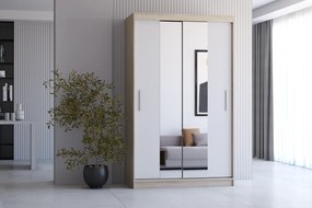 Szafa przesuwna NEOMI z lustrem 120 cm sonoma fronty białe