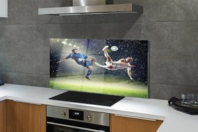 Szklany Panel Piłka Nożna w Strugach Deszczu