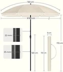 Parasol ogrodowy SOMBRILLA 160 cm, beżowy