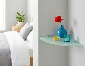 Biała szklana półka narożna E7-N94