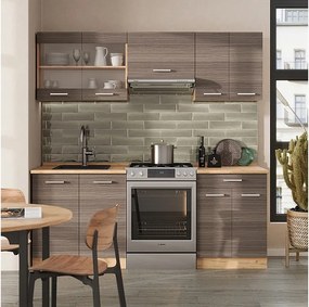 Aneks kuchenny szlachetny szary/złoty dąb 200x60x81.6 r-line