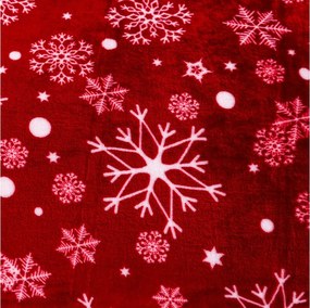 Czerwony świąteczny mikropluszowy koc SNOWFALL Rozmiar: 150 x 200 cm