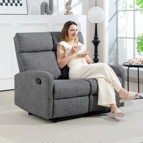 HOMCOM 2-osobowa sofa z regulowanymi oparciami, podnóżek, materiałowa tapicerka, stal, Szary
