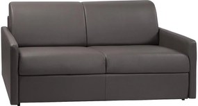 Kanapa 3-osobowa rozkładana typu express z szarej ekoskóry z siedziskiem z pianki z pamięcią kształtu - Powierzchnia 140 cm - Materac 18 cm CALIFE