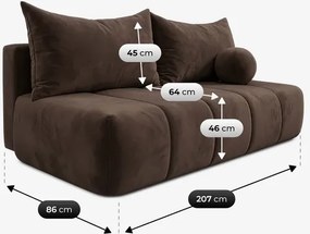 Sofa z Funkcją Spania SARIA Brązowa Welurowa Nowoczesna