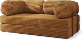 Masseno Sofa piankowa ALVIO z funkcją spania, Kanapa z pianki do salonu, Bezmontażowa, Tkanina sztruksowa – Miedziany TILIA 56