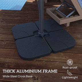 Outsunny Aluminiowy Parasol Ogrodowy 3 x 3 m Obrotowy o 360° z Korbą Stojak Wodoodporny Jasnoszary