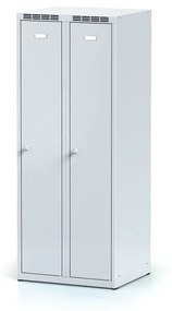 Alfa 3 Metalowa szafka ubraniowa obniżona, 2-drzwiowa, 1500 x 600 x 500 mm, zamek cylindryczny, drzwi szare